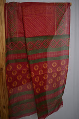 Pure Cotton Premium Red & Green Designer Saree