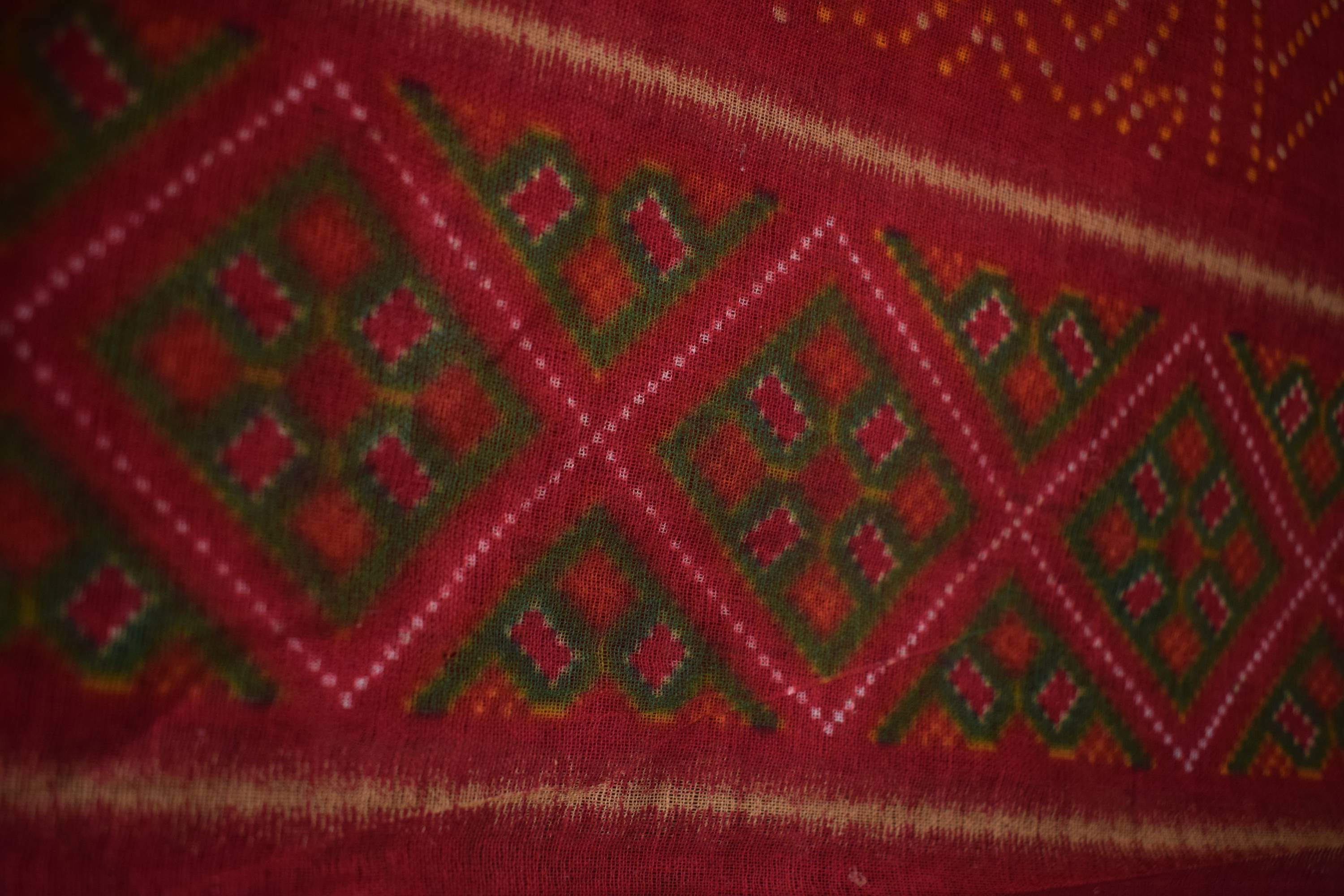 Pure Cotton Premium Red & Green Designer Saree