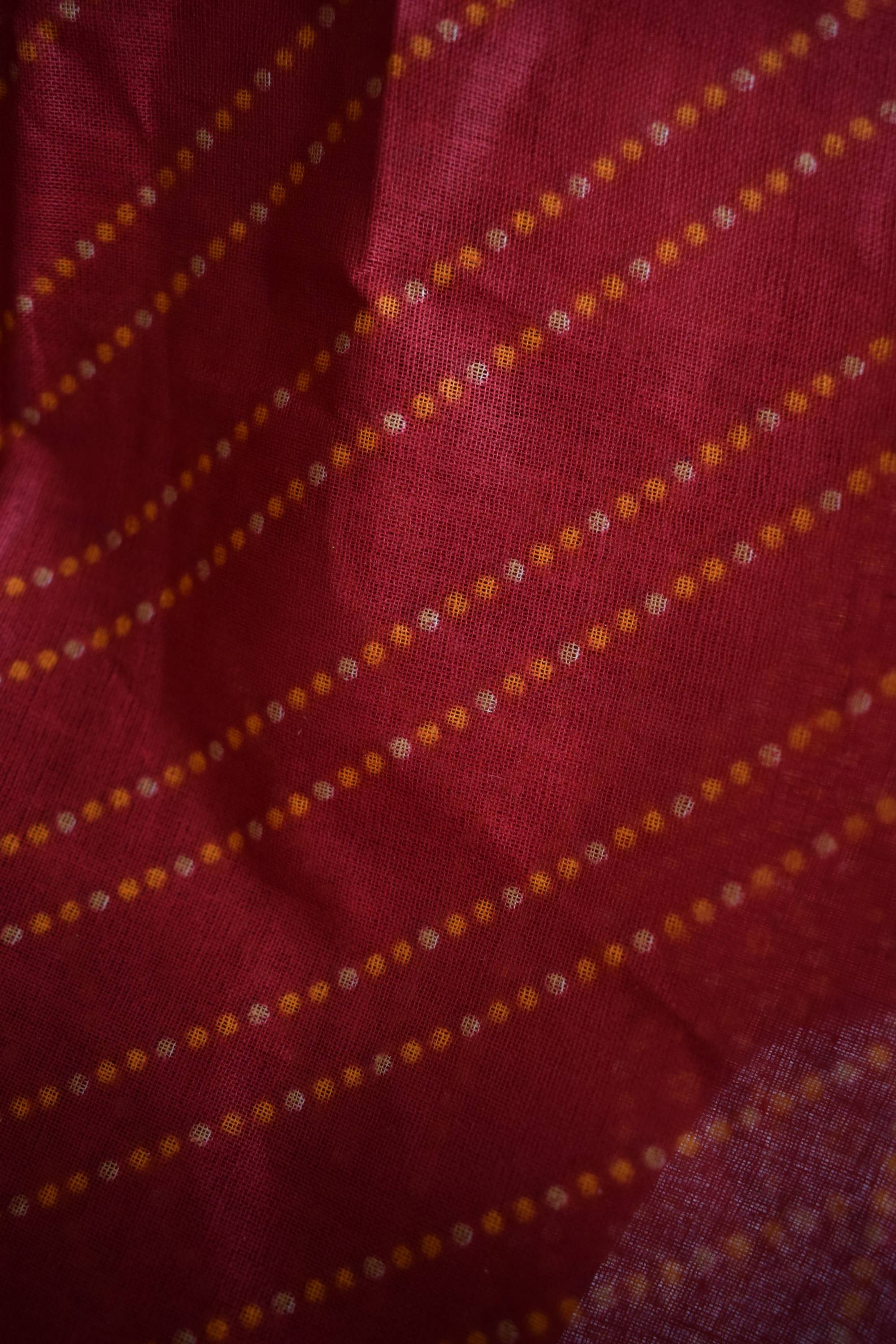Pure Cotton Premium Red & Green Designer Saree