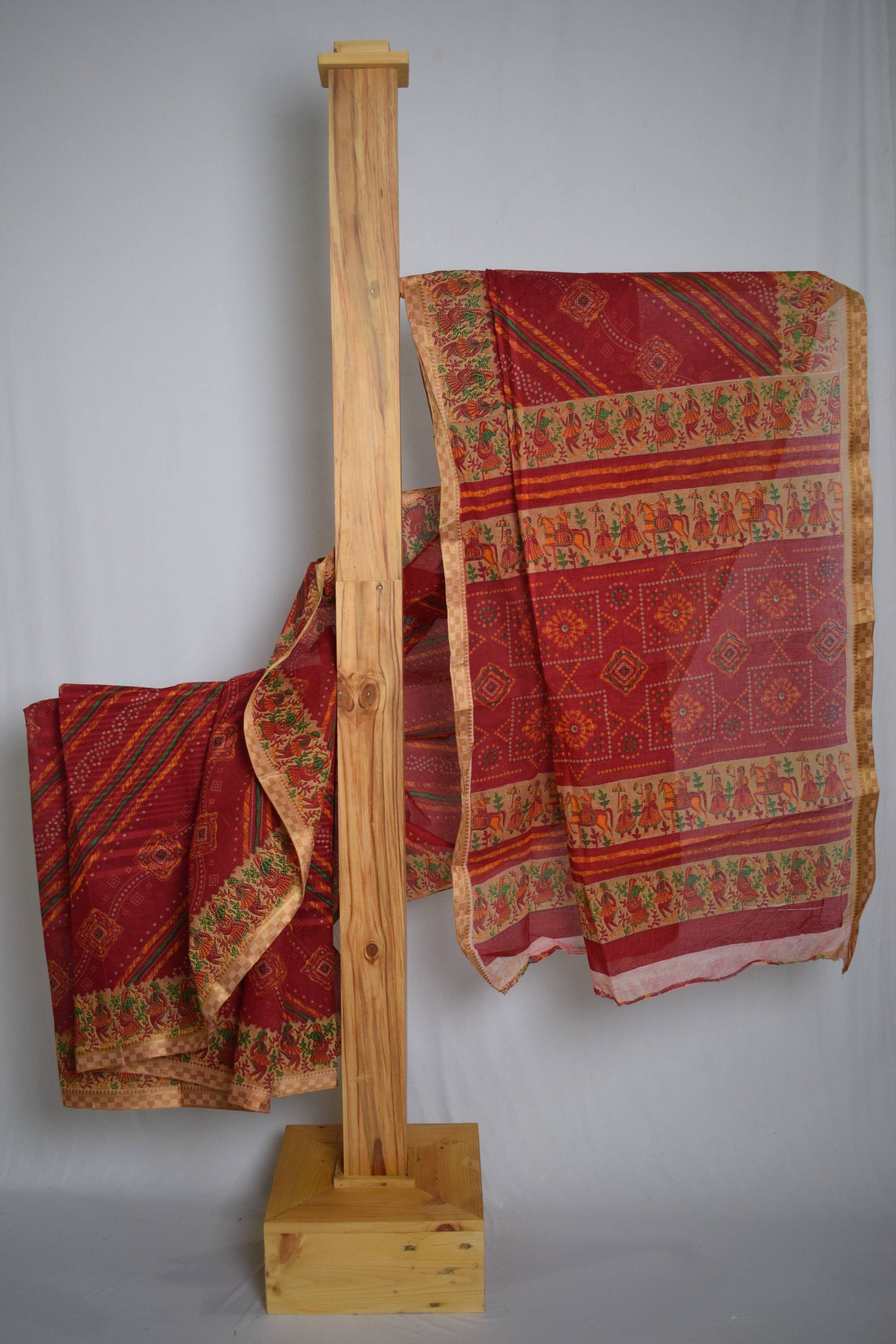 Pure Cotton Premium Red Designer Saree with Golden Border