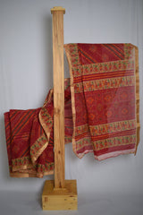 Pure Cotton Premium Red Designer Saree with Golden Border