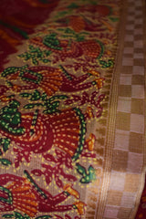 Pure Cotton Premium Red Designer Saree with Golden Border