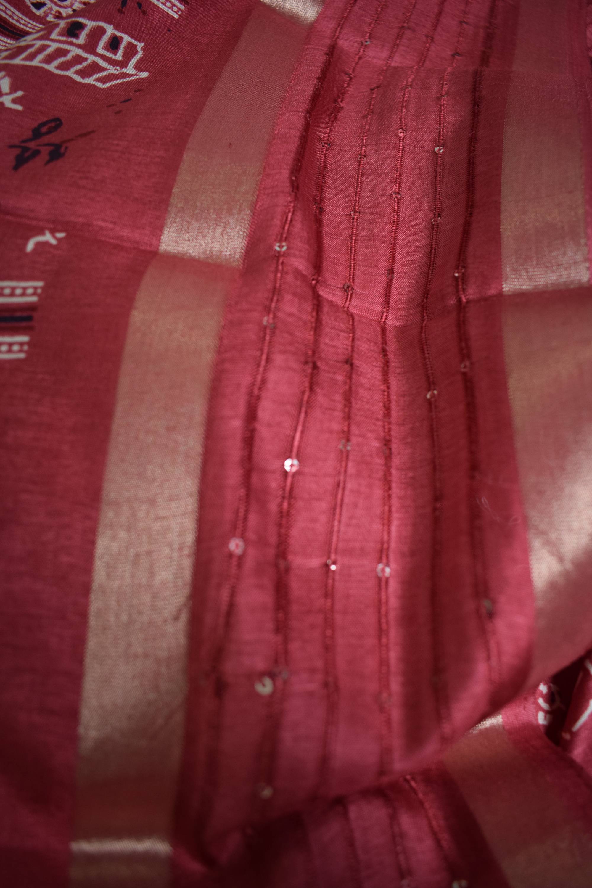Banarasi Silk Printed Sequence Border Saree