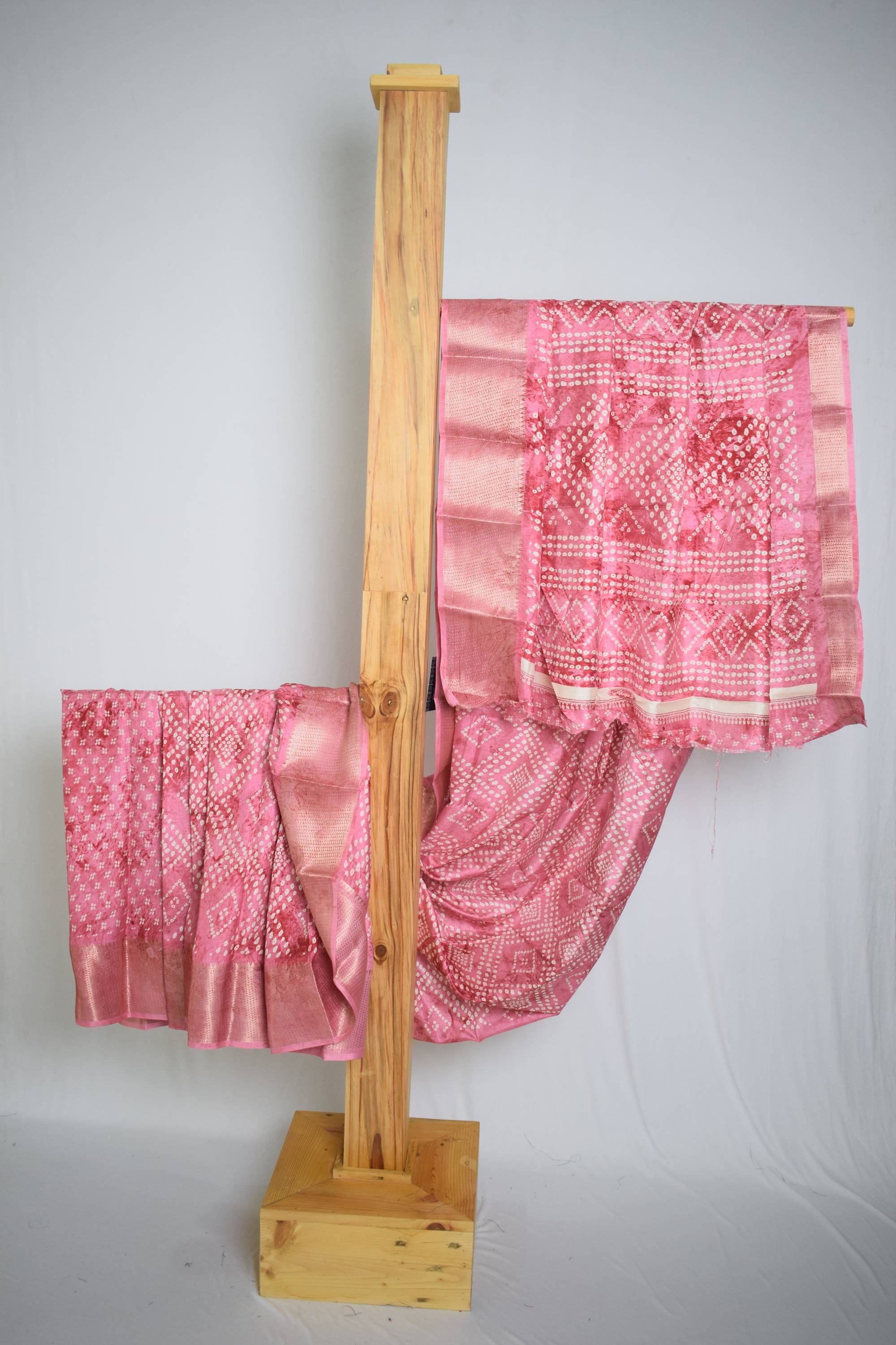Coral Silk Gold Border Designer Saree