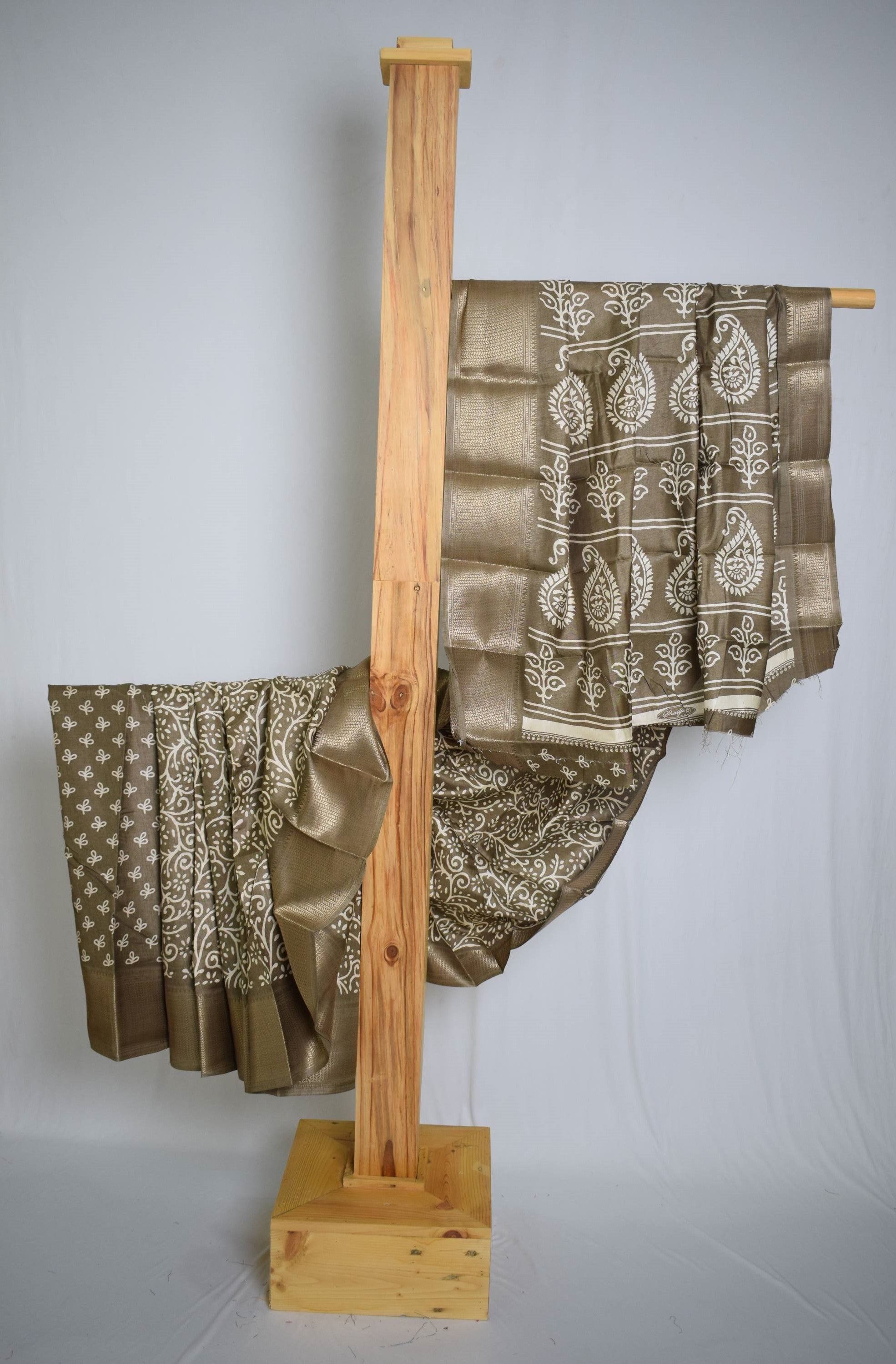 Coral Silk Gold Border Designer Saree