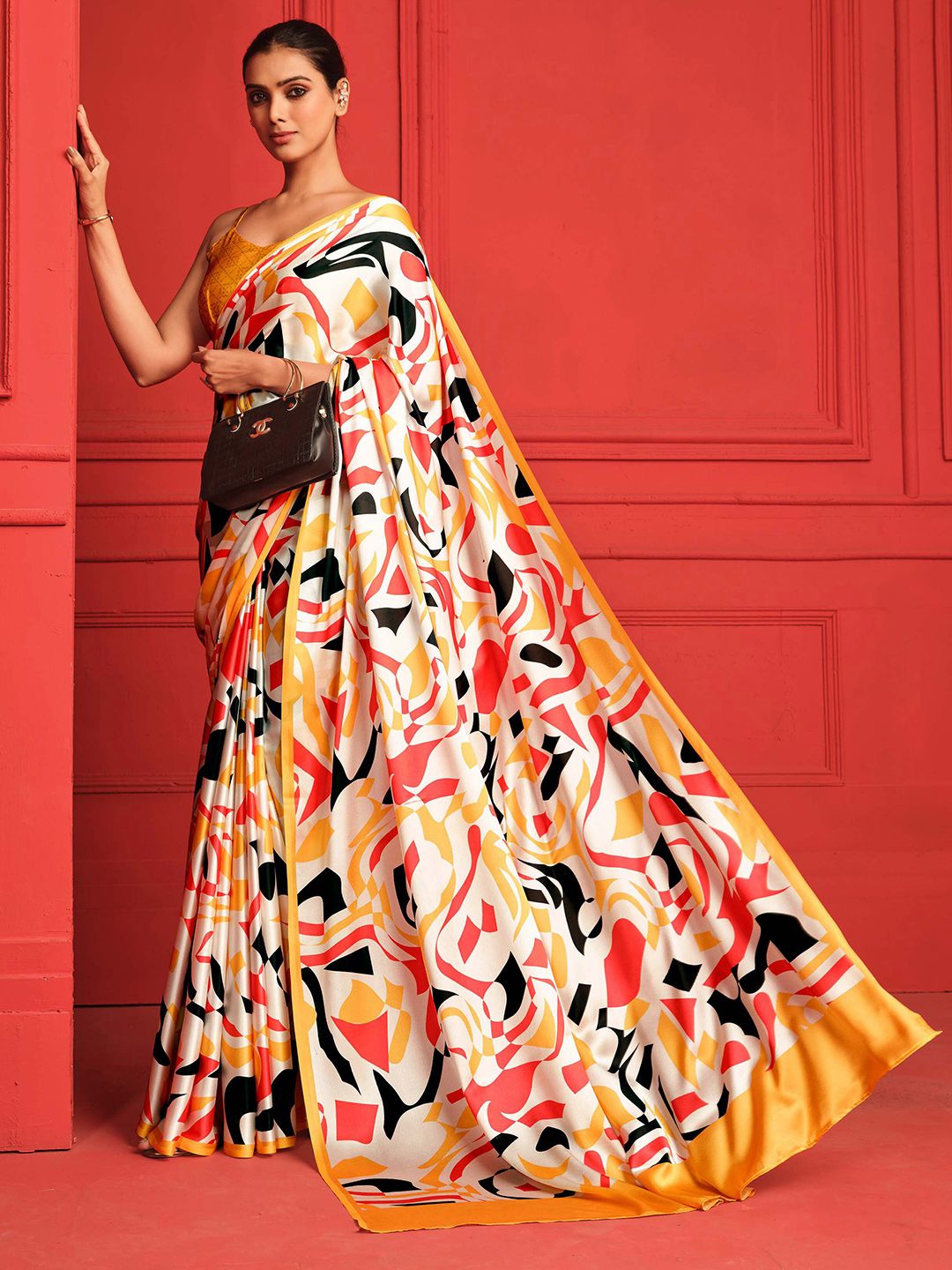 Digital Printed Satin Saree-1