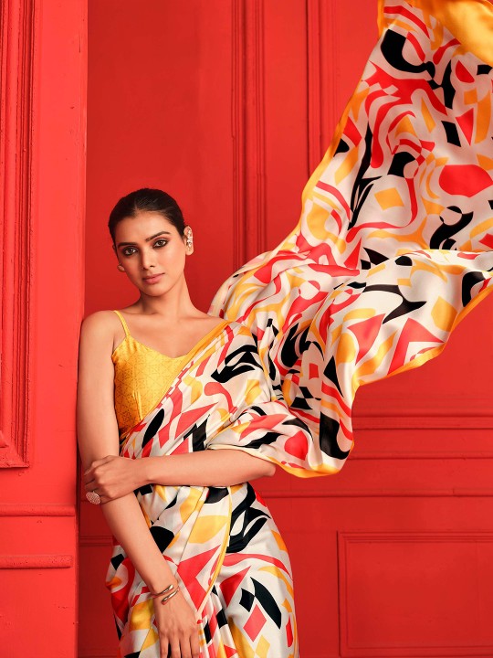 Digital Printed Satin Saree-4