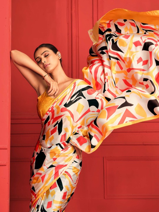 Digital Printed Satin Saree-6