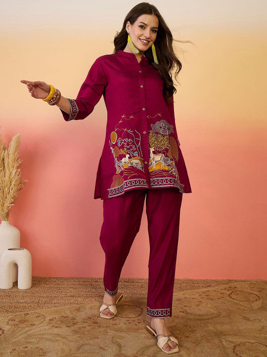 Embroidered Tunic With Trouser Co-Ords-1