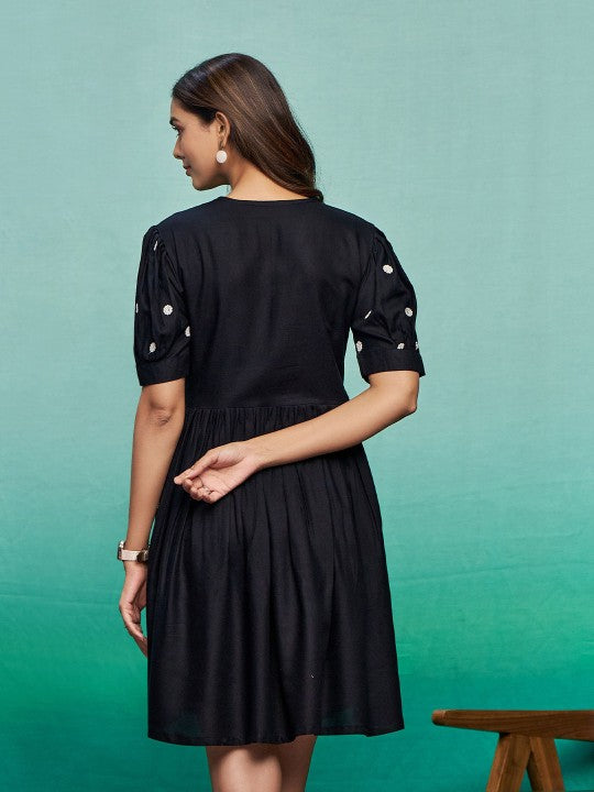 Embroidered Fit & Flare Dress-2