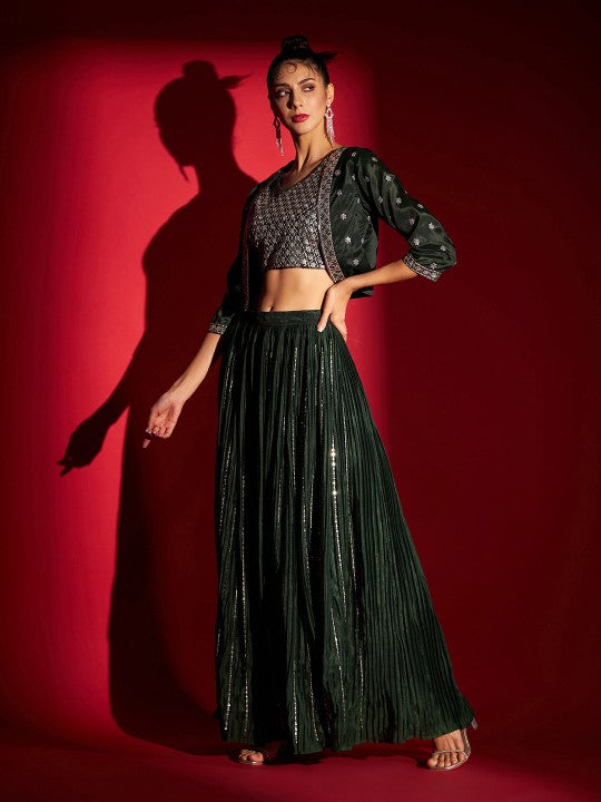 Embroidered Ready to Wear Lehenga & Choli with Jacket-1