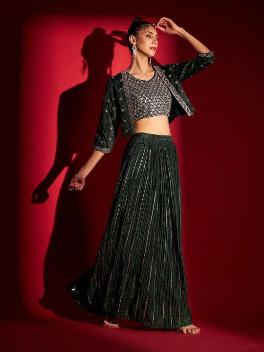 Embroidered Ready to Wear Lehenga & Choli with Jacket-3