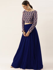 Embroidered Thread Work Semi-Stitched Lehenga Choli With Dupatta