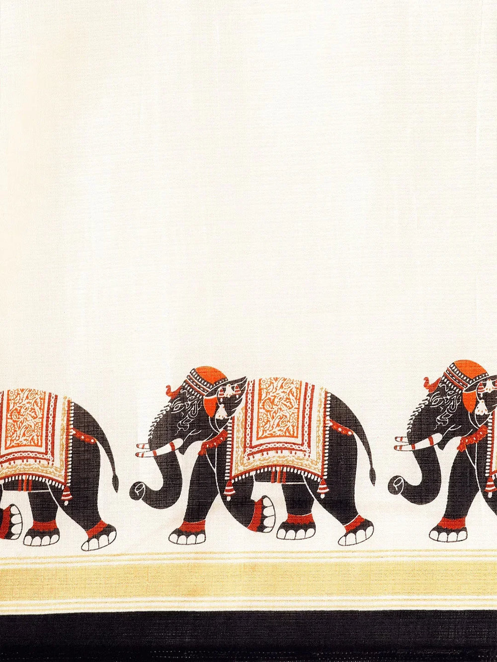 Ethnic Motifs Silk Blend SareeSareeThis festive saree boasts ethnic motifs, perfect for occasions steeped in cultural celebration. Its striped border adds a touch of traditional charm, enhancing its aEthnic Motifs Silk Blend Saree