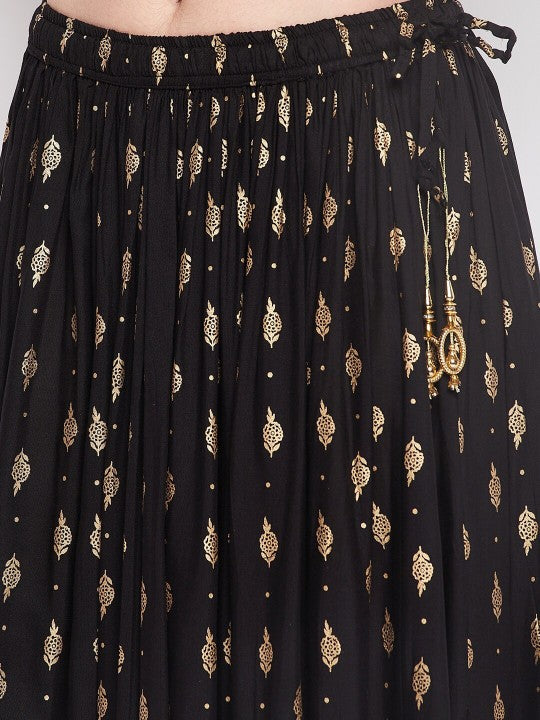 Ethnic Motifs Printed Flared Maxi Skirt-5