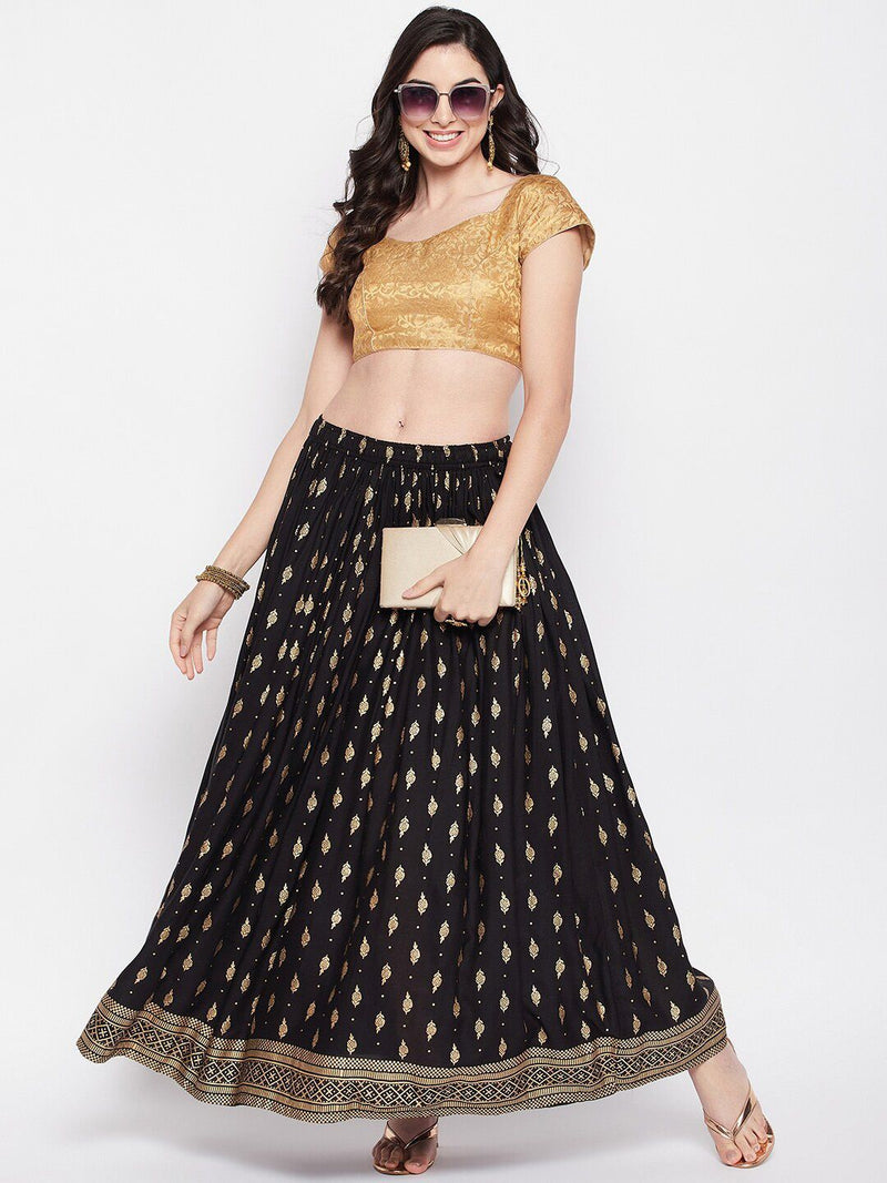 Ethnic Motifs Printed Flared Maxi Skirt-6