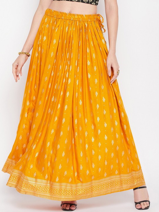 Ethnic Motifs Printed Flared Maxi Skirt-7