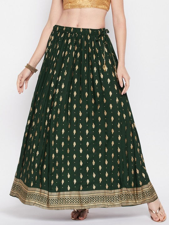 Ethnic Motifs Printed Flared Maxi Skirt-9