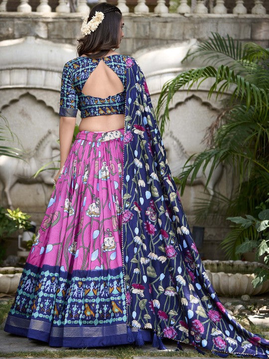 Ethnic Motifs Printed Ready to Wear Lehenga & Unstitched Blouse With Dupatta-2