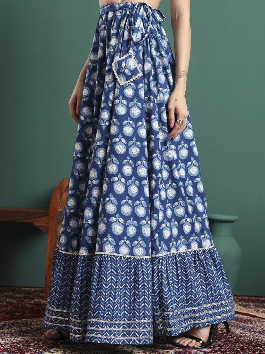 Printed Flared Maxi Skirts-3