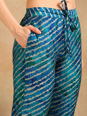 Ethnic Motifs Printed Thread Work Straight Kurta With Trouser & Dupatta