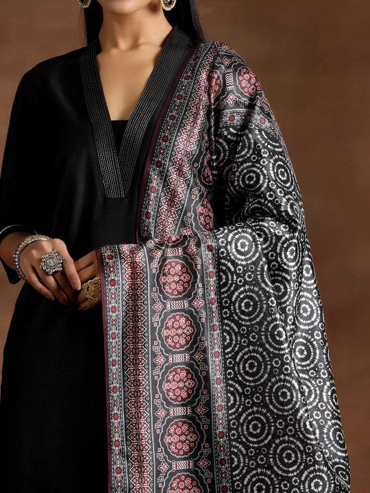Embroidered Zari V Neck A Line Kurta with Salwar & Dupatta-3