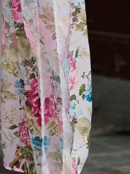 Floral Embroidered Thread Work A-Line Kurta With Trousers & Dupatta-6