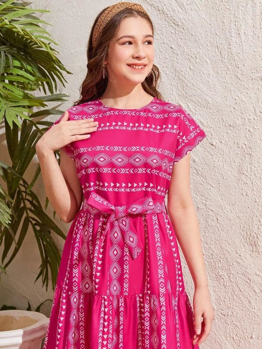 Floral Print Fit & Flare Cotton Midi Dress