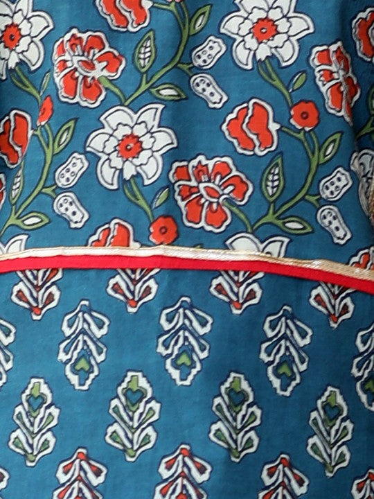 Floral Printed Cotton Straight Kurti