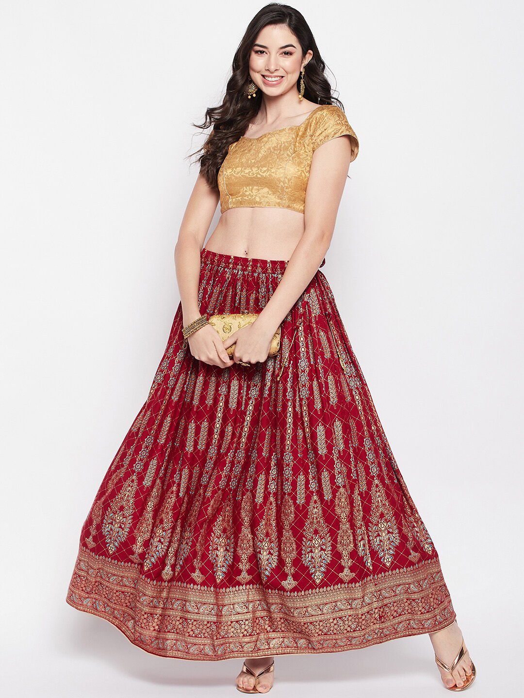 Floral Printed Flared Maxi Skirt