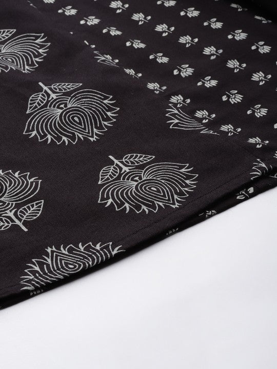 Floral Printed Flared Maxi Skirt-4