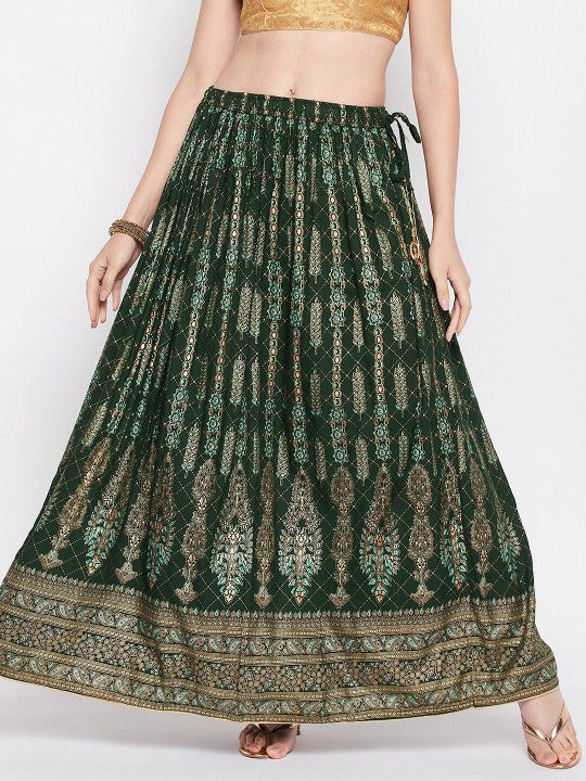 Floral Printed Flared Maxi Skirt