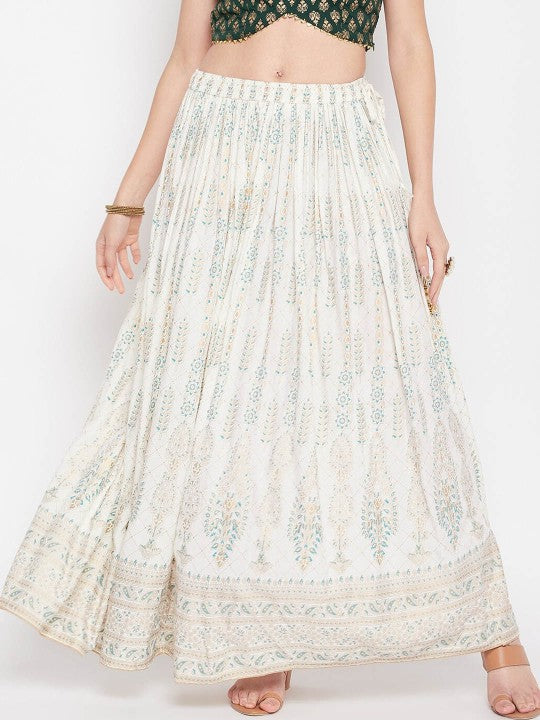 Floral Printed Flared Maxi Skirt