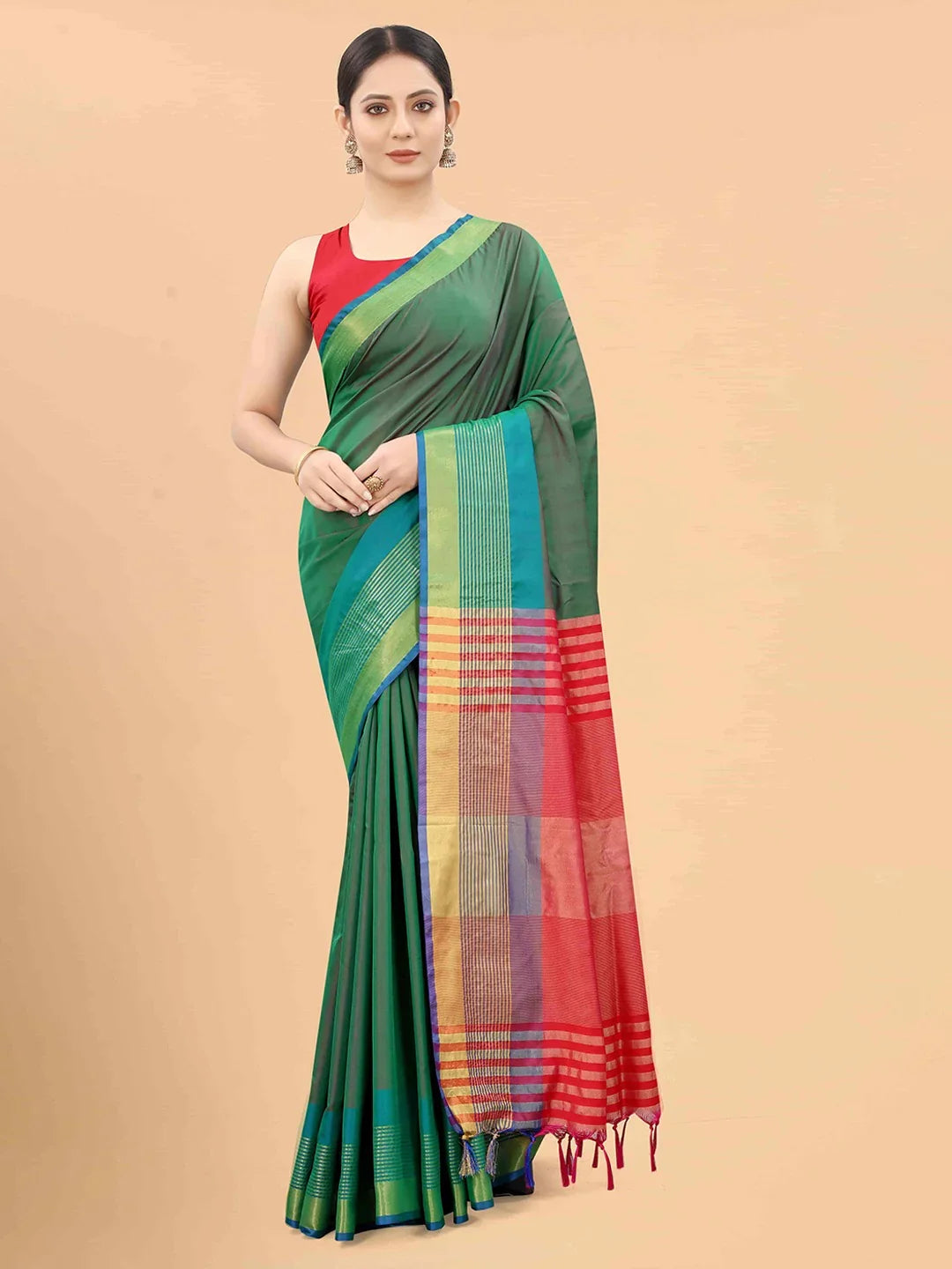 Purple & Pink Zari Art Silk Fusion Arani SareeSareeThe Arani saree exudes timeless elegance with its solid hue, making it perfect for traditional occasions. Ornamented with intricate Zari work along the borders, it ePurple & Pink Zari Art Silk Fusion Arani Saree
