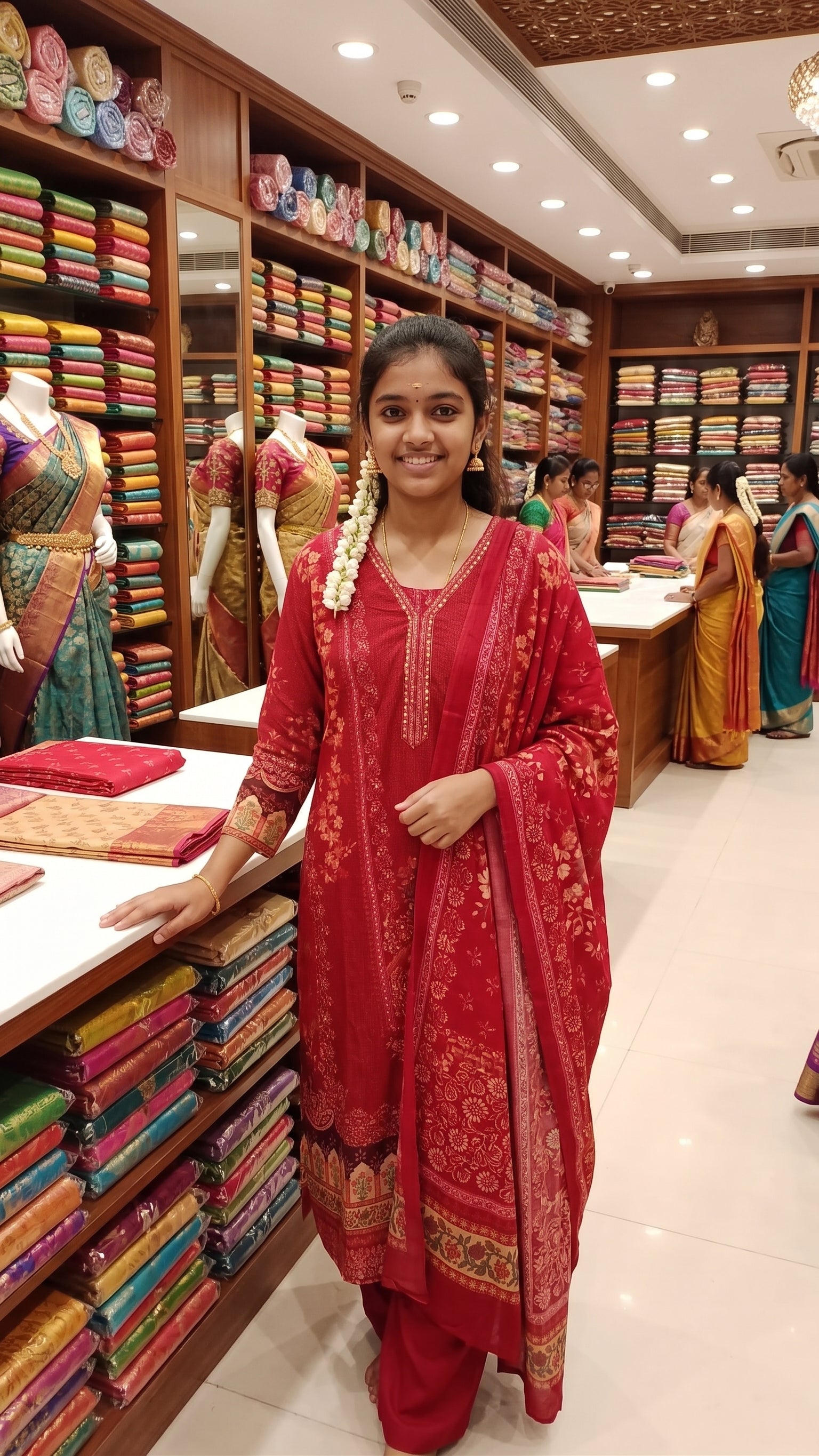 Maroon Floral Printed Kurta Set with Dupatta-1