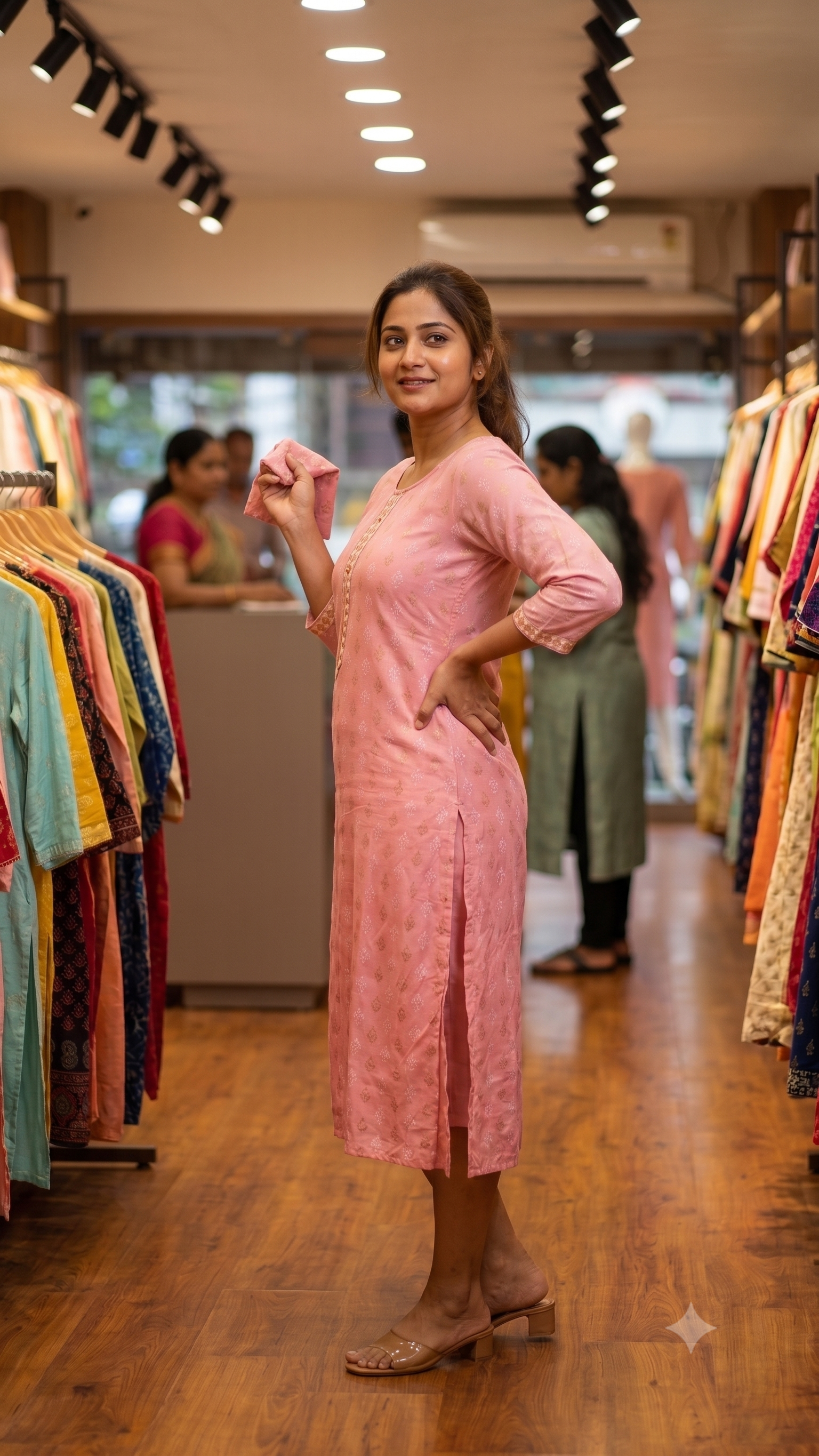 Pastel Pink Straight Kurta with Embroidered Button Placket-2