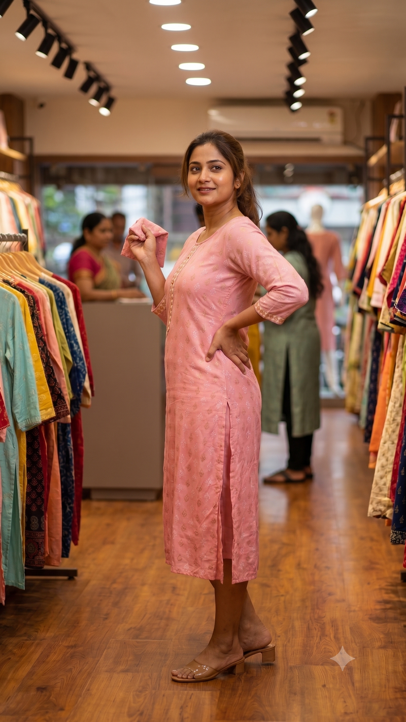 Pastel Pink Straight Kurta with Embroidered Button Placket-2