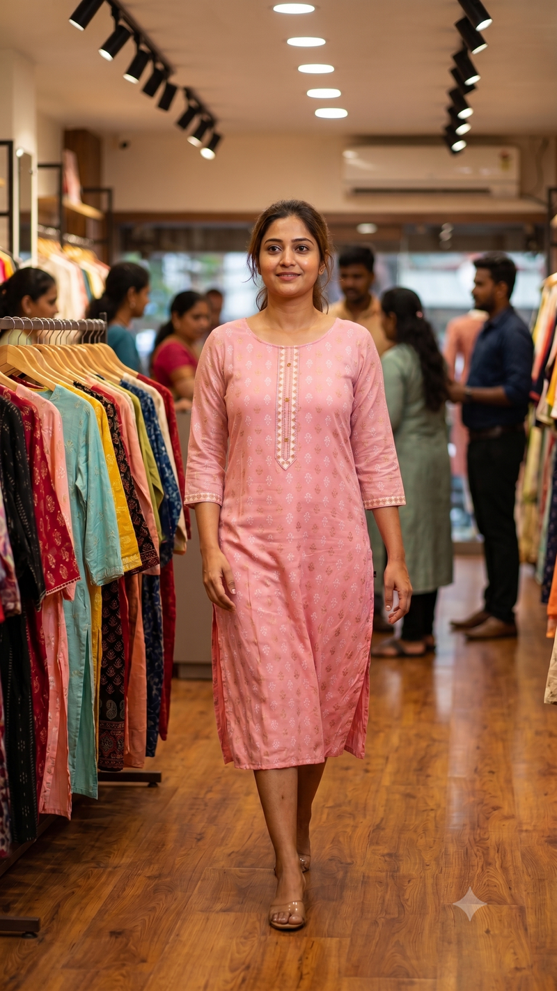 Pastel Pink Straight Kurta with Embroidered Button Placket-1