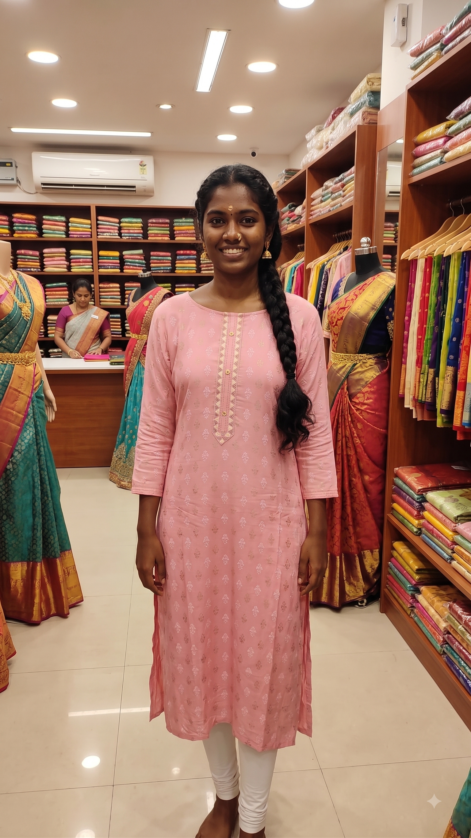 Rose Gold Printed Straight Kurta-1