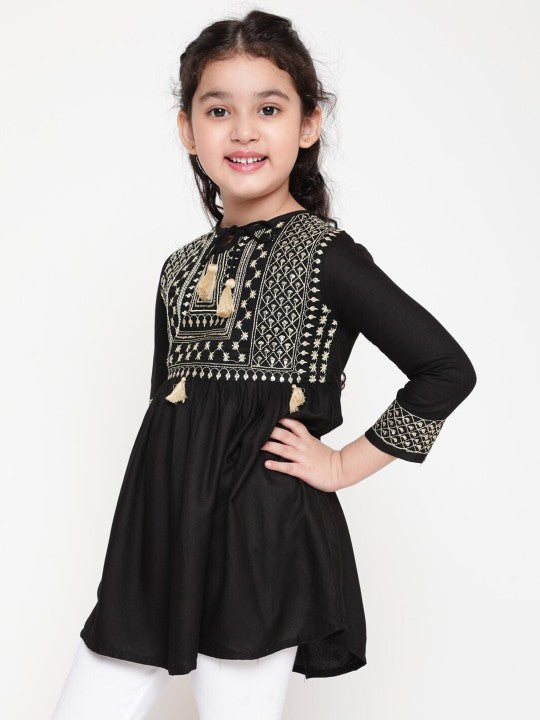 Girls Ethnic Motifs Embroidered Sequinned Kurti-2