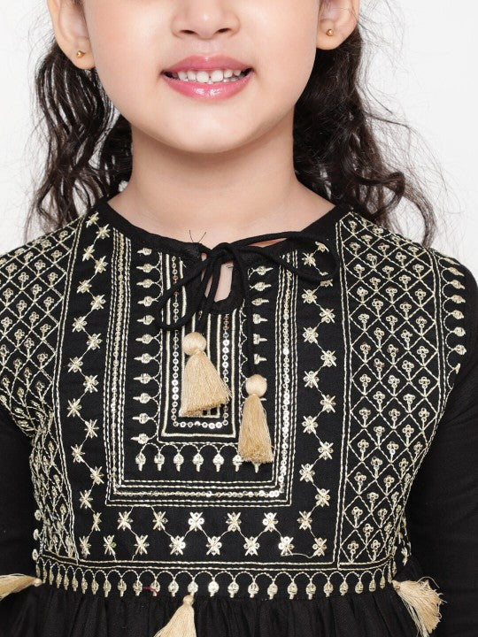 Girls Ethnic Motifs Embroidered Sequinned Kurti-4