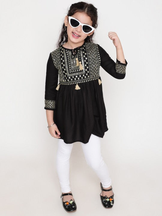 Girls Ethnic Motifs Embroidered Sequinned Kurti-6