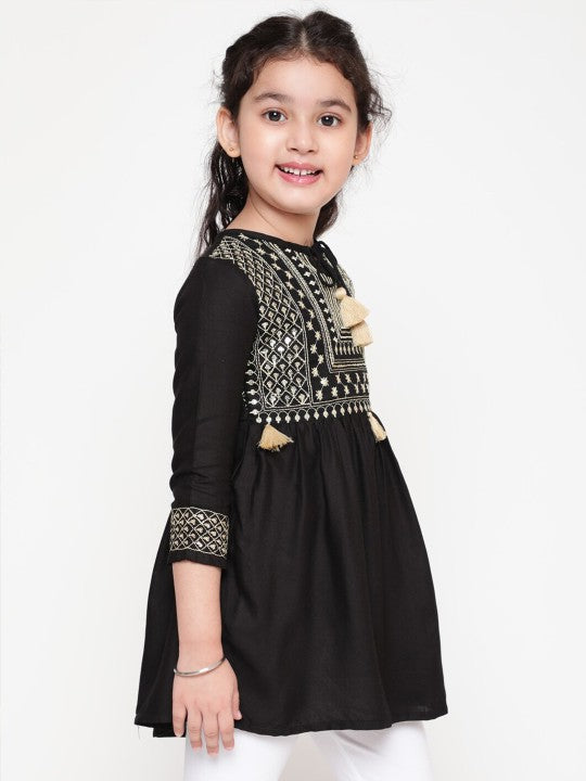 Girls Ethnic Motifs Embroidered Sequinned Kurti-5