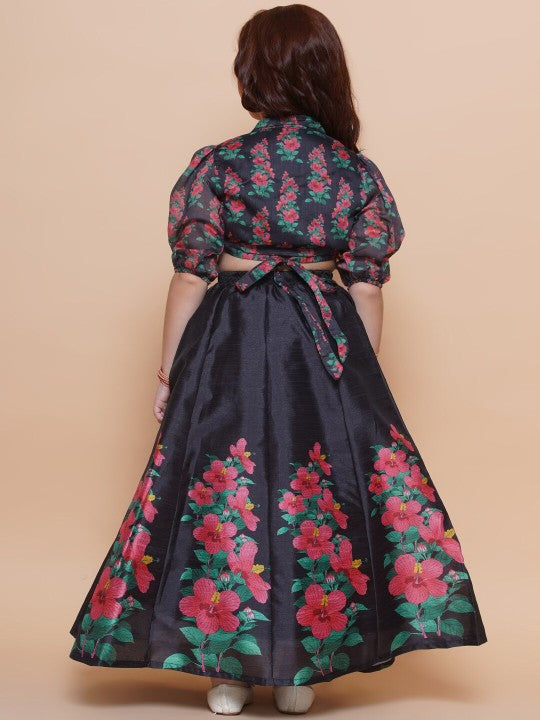 Girls Floral Printed Ready to Wear Lehenga & Blouse