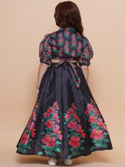 Girls Floral Printed Ready to Wear Lehenga & Blouse