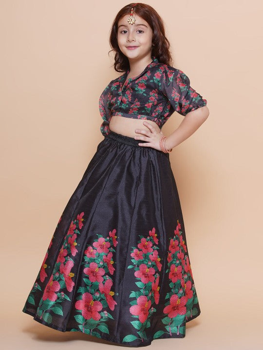 Girls Floral Printed Ready to Wear Lehenga & Blouse-3