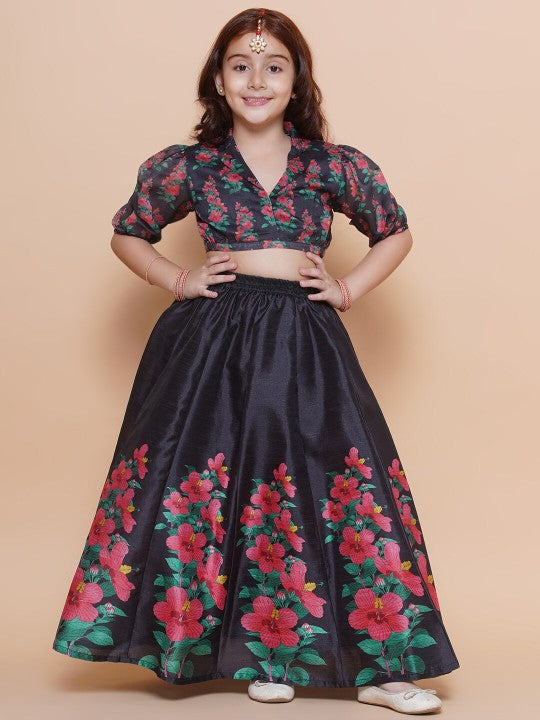 Girls Floral Printed Ready to Wear Lehenga & Blouse-1