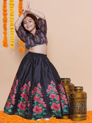 Girls Floral Printed Ready to Wear Lehenga & Blouse