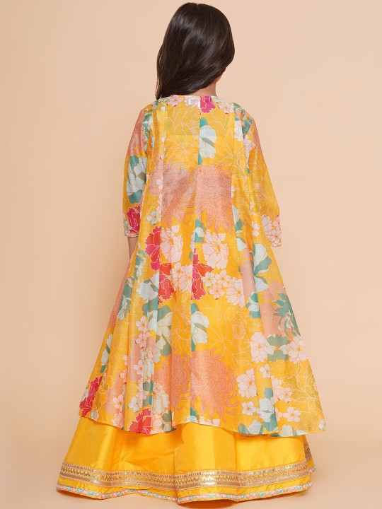 Girls Floral Printed Ready to Wear Lehenga & Blouse With Shrug-2