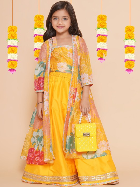 Girls Floral Printed Ready to Wear Lehenga & Blouse With Shrug